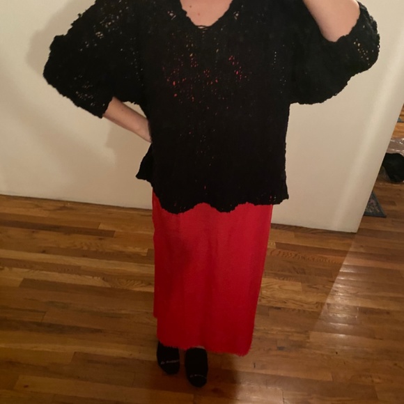 Free People Oversized Distressed Black crochet Sunday Shore Sweater Sz small - Picture 10 of 11